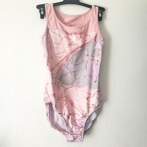 Justice Brand Girls Size 14 Leotard Pink/Gold/Blue Gymnastics Dancewear.